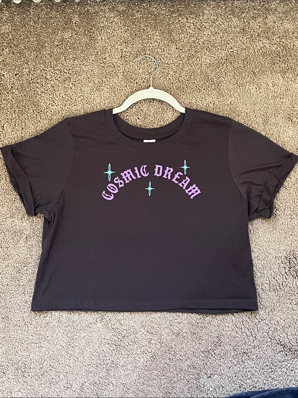 Cosmic Dream Graphic Crop Tee - Black